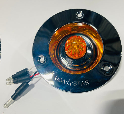 Stainless Steel Chrome Flange Mount 2-1/2” with watermelon light  3/4", Color Amber / Amber