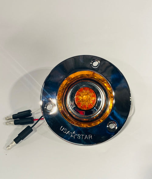 Stainless Steel Chrome Flange Mount 2-1/2” with watermelon light  3/4", Color Amber / Amber