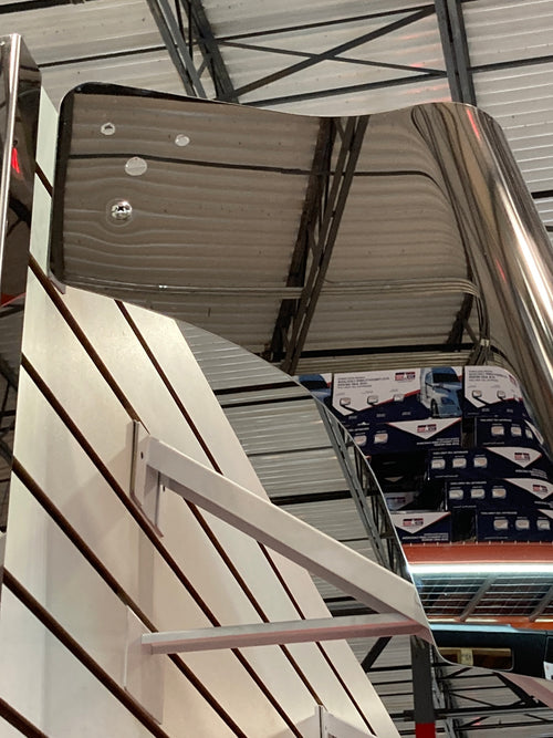 20" S.S V Style Visor With 6 Hidden Light Holes, Fits Peterbilt 579 Mid & High Roof