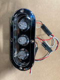 6" Oval Stainless Steel Light Bezel With 3 light 3/4" Red Clear And Plug