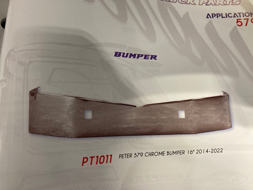 16" Chrome Bumper Fits Peterbilt 579,587 2012-2025 with Brackets