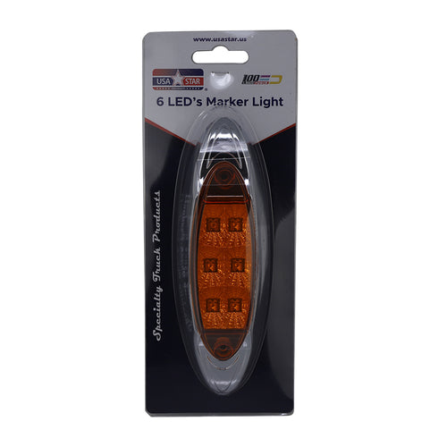 Led Marker Light With Reflector 6 Led Amber/Amber, 3 Wires 12V