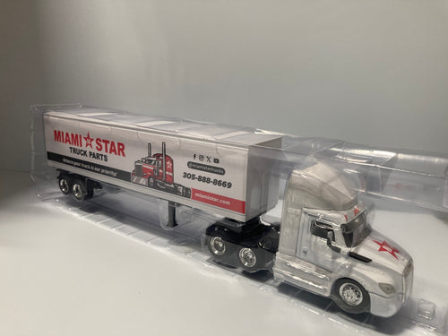 Toy Truck, Freightliner Cascadia, White, W/DRY Van Trailer, Scale 1:43