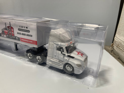 Toy Truck, Freightliner Cascadia, White, W/DRY Van Trailer, Scale 1:43