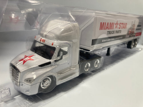 Toy Truck, Freightliner Cascadia, White, W/DRY Van Trailer, Scale 1:43