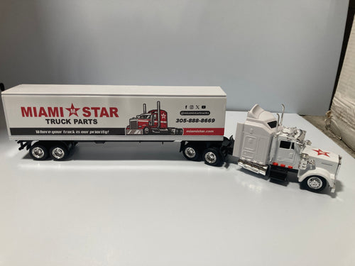 Toy Truck, White Cab And White Trailer 1:43 Scale, Kenworth W900