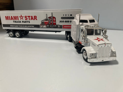 Toy Truck, White Cab And White Trailer 1:43 Scale, Kenworth W900