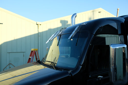 18" Drop Visor With 10-3/4" Light Holes Fits Peterbilt 579 & 567 2012-2021 (Mid & High Roof) No Drilling Required) *Not for Ultra Loft *