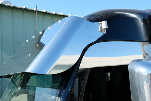 18" Drop Visor With 10-3/4" Light Holes Fits Peterbilt 579 & 567 2012-2021 (Mid & High Roof) No Drilling Required) *Not for Ultra Loft *