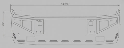20" Bumper Fits kenworth T800 4 Bolt 2005 And Older, Step, Tow And Fog Light Hole (9 Hidden Light Holes)