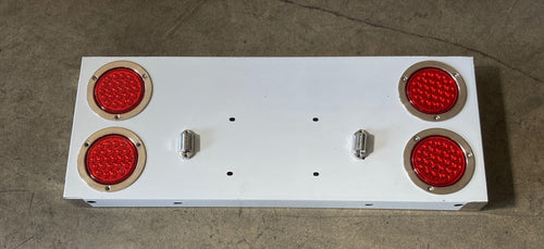 Stainless Steel Rear Center Light Panel W/ Four 4" Light Red/Red