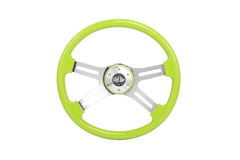 18” Steering Wheel Green Chrome 4-Spoke w/ Slot Cut Outs Chrome Horn Button - Logo