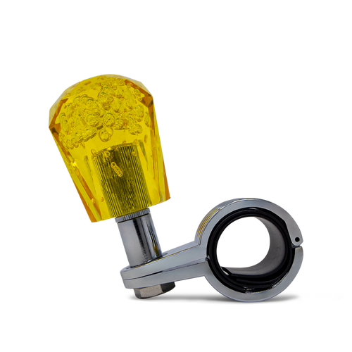 Steering Wheel Spinner Knob – Clear-Yellow Bubbles, Diamond Cut