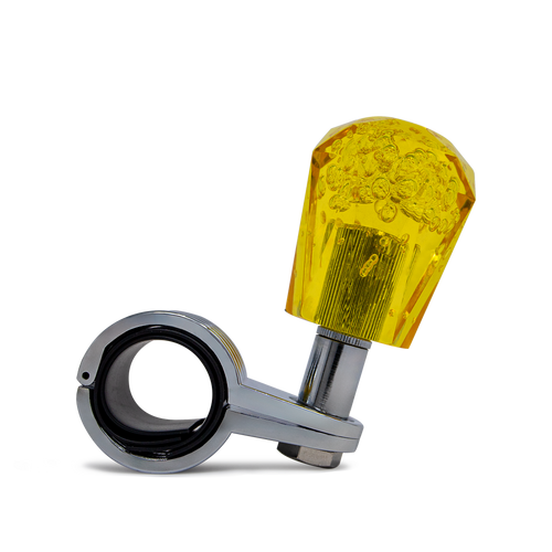 Steering Wheel Spinner Knob – Clear-Yellow Bubbles, Diamond Cut