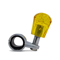 Steering Wheel Spinner Knob – Clear-Yellow Bubbles, Diamond Cut