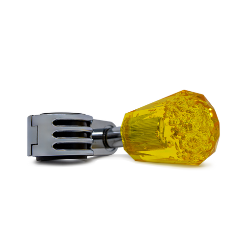 Steering Wheel Spinner Knob – Clear-Yellow Bubbles, Diamond Cut