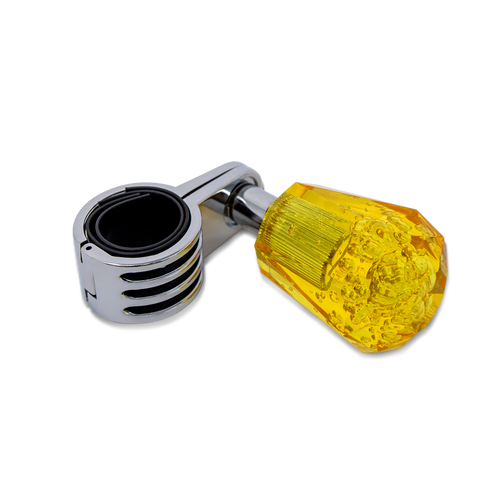 Steering Wheel Spinner Knob – Clear-Yellow Bubbles, Diamond Cut