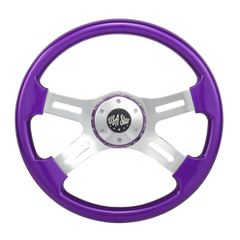 16" Premium Purple Steering Wheel With 4-Chrome Spokes Slotted Design