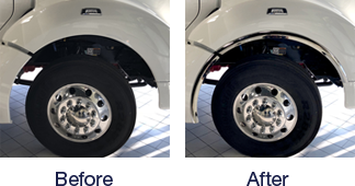 Stainless Steel Fenderettes Kenworth T880 (Standard Hood) 4-Piece Kit (For Split Fenders)