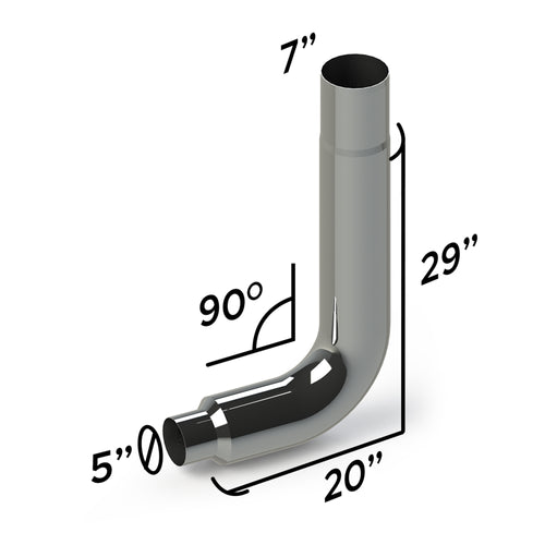 7” Seamless 90° Elbow Reduced 5” OD Top Leg 29”, lower Leg 20”