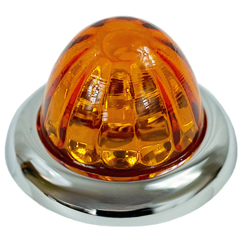 Legendary 1-1/2 Glass Watermelon Amber-Amber 3 Wire Dual Function Chrome Bezel, Stud Mount LED Light