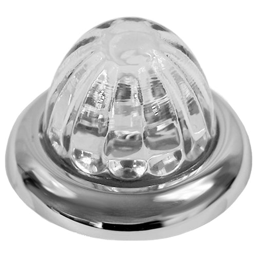 Legendary 1-1/2 Glass Watermelon Amber-Red-Clear 4 Wire Dual Tone Curved Chrome Bezel, Stud Mount LED Light - Each