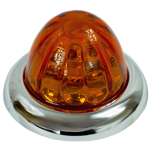 Legendary 1-1/2 Glass Watermelon Dark Amber 3 Wire Dual Function Curved Chrome Bezel, Stud Mount LED Light - Each