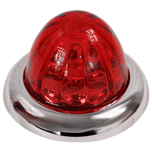 Legendary 1-1/2 Glass Watermelon Red-Red 3 Wire Chrome Bezel, Stud Mount LED Light - Each