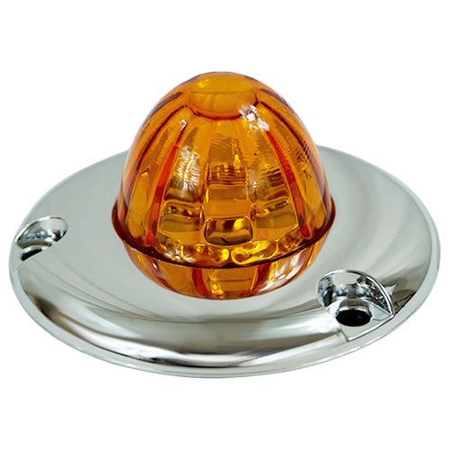 Legendary 1-1/2 Glass Watermelon Amber-Amber 3 Wire Dual Function Chrome Flat Bezel LED Light - Each