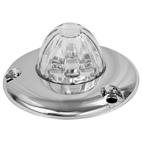 Legendary 1-1/2 Glass Watermelon Amber-Green-Clear 4 Wire Dual Tone Flat Chrome Bezel LED Light - Each