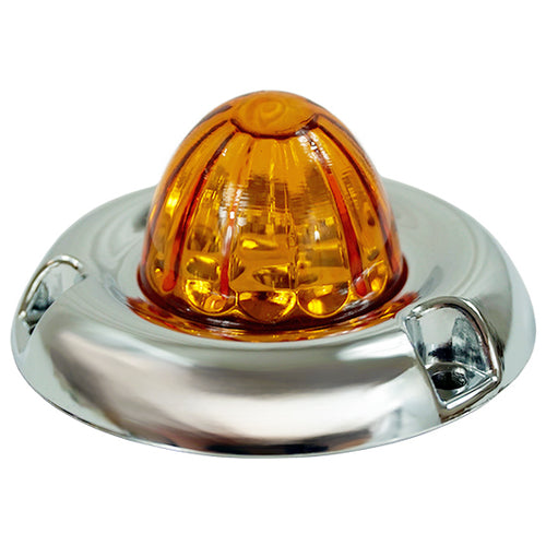 Legendary 1-1/2 Glass Watermelon Amber-Amber 3 Wire Dual Function Inset Chrome Bezel LED Light - Each
