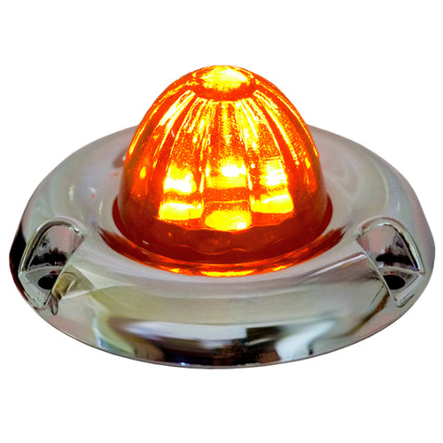 Legendary 1-1/2 Glass Watermelon Dark Amber 3 Wire Dual Function Inset Chrome Bezel LED Lights