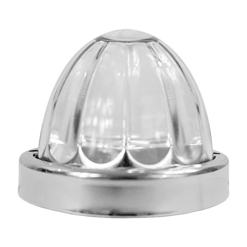 Legendary 3-1/2 Glass Watermelon Amber-Blue-Clear 4 Wire Dual Tone Stainless Steel Bezel LED Light - Each