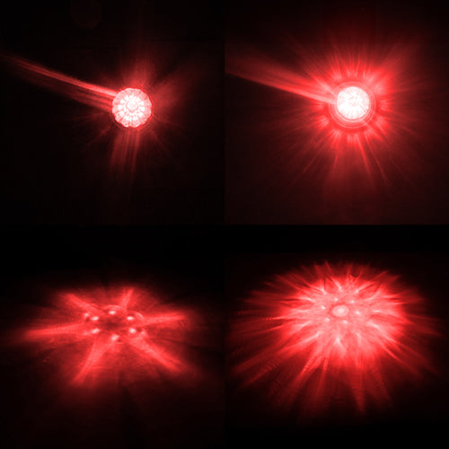 Legendary 1-1/2 Glass Watermelon Amber-Red-Clear 4 Wire Dual Tone Curved Chrome Bezel, Stud Mount LED Light - Each
