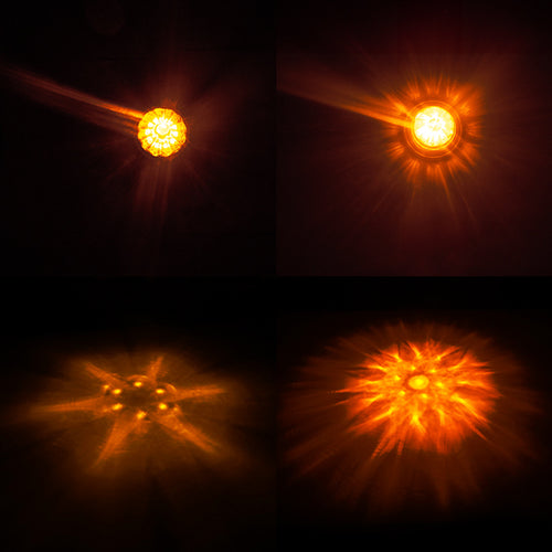 Legendary 1-1/2 Glass Watermelon Dark Amber 3 Wire Dual Function Curved Chrome Bezel, Stud Mount LED Light - Each
