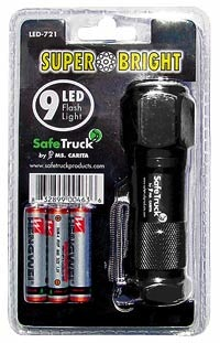 9 Led Flashlights Clamshell & Batteries