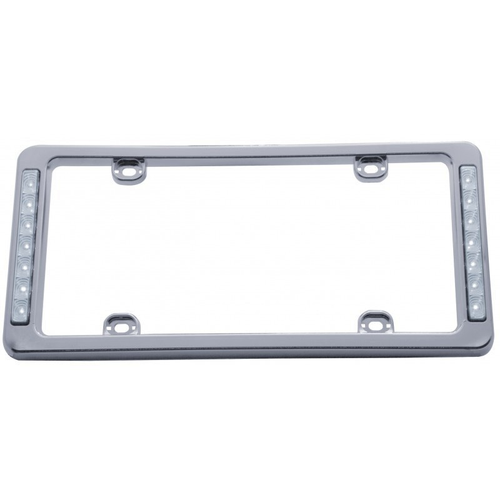 14 Led Chrome License Frame - White Led/Clear Lens