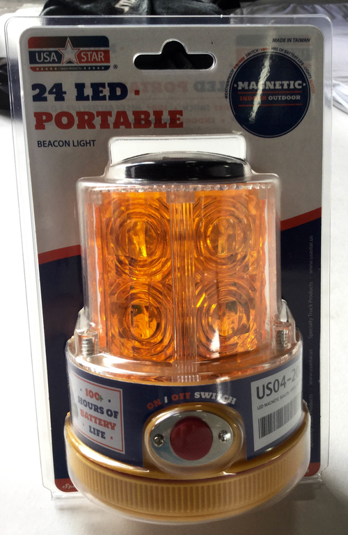 Led Magnetic Beacon, Amber, Battery Operated