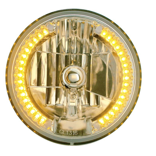 ULTRALIT - 7" Crystal Headlight With 34 Amber LED Position Light