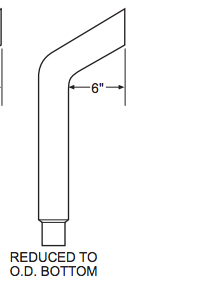 Chrome Bullhorn Style Stack 36” X 6” Reduced To 5” Outside Diameter (OD)