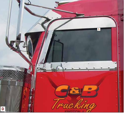 Top Of Door Trim 6" (Chop Look) Door Mounted Mirror Brackets fits Peterbilt 1973-2004