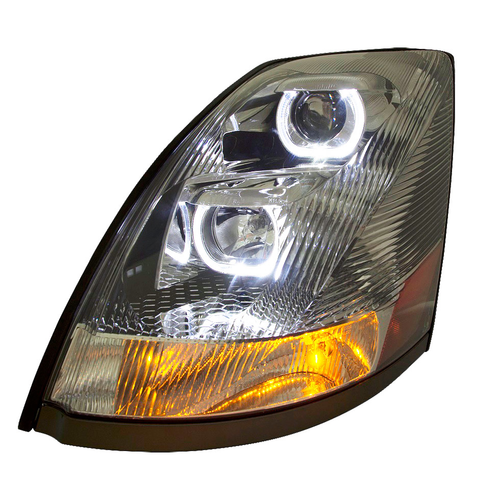 Headlight fits Volvo VN/VNL 2003+ W/ Chrome Reflector and LED Light Bar