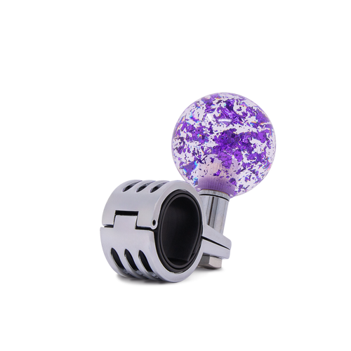 Steering Wheel Spinner Knob – Clear with Purple Holographic Flakes