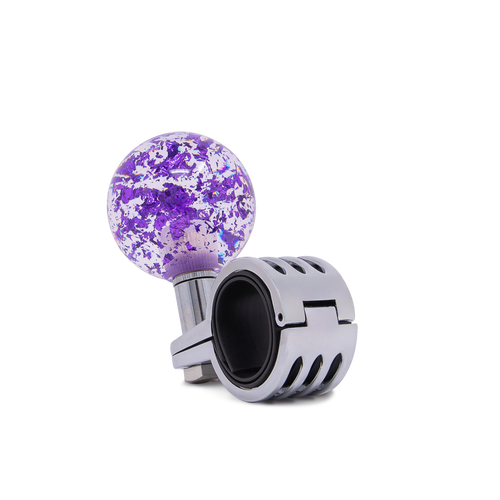 Steering Wheel Spinner Knob – Clear with Purple Holographic Flakes