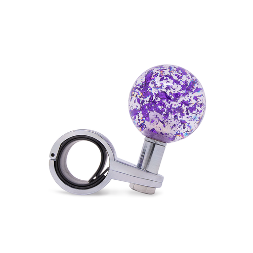 Steering Wheel Spinner Knob – Clear with Purple Holographic Flakes