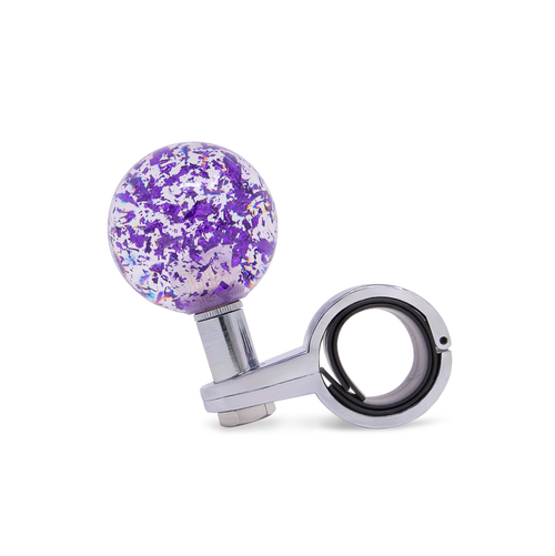 Steering Wheel Spinner Knob – Clear with Purple Holographic Flakes