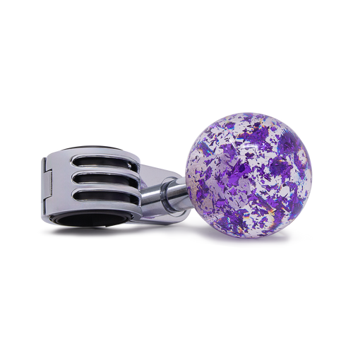 Steering Wheel Spinner Knob – Clear with Purple Holographic Flakes