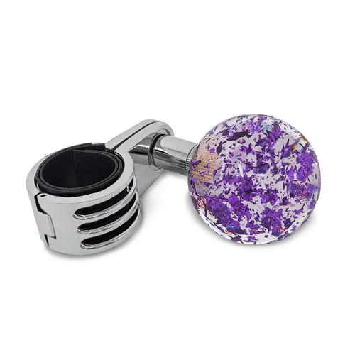 Steering Wheel Spinner Knob – Clear with Purple Holographic Flakes