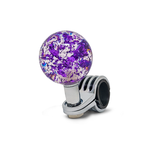 Steering Wheel Spinner Knob – Clear with Purple Holographic Flakes