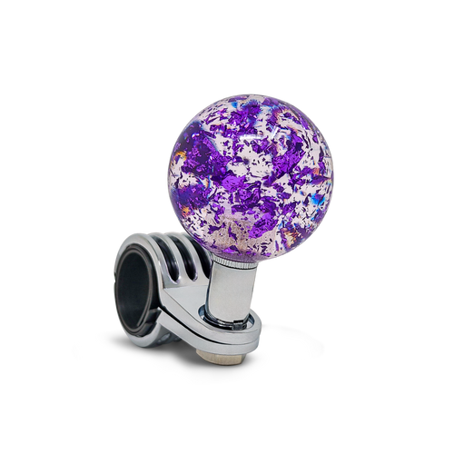 Steering Wheel Spinner Knob – Clear with Purple Holographic Flakes